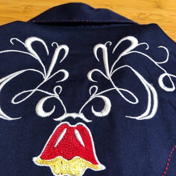 Rockmount Ranch Western Wear Navy Floral Cotton Mens Vintage Shirt S M - Picture 8 of 11